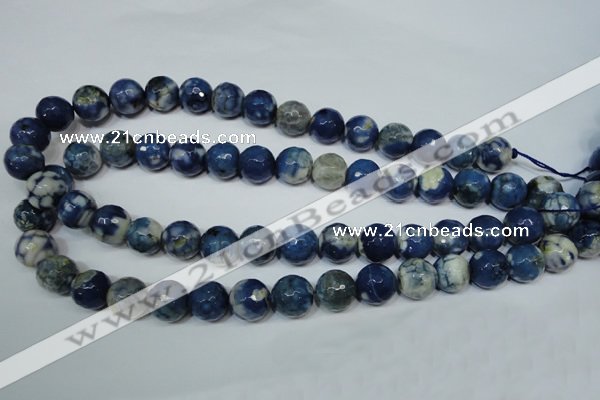 CAG4808 15 inches 12mm faceted round fire crackle agate beads