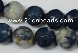 CAG4809 15 inches 14mm faceted round fire crackle agate beads