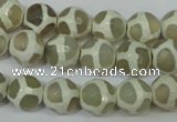 CAG4816 15 inches 10mm faceted round tibetan agate beads wholesale