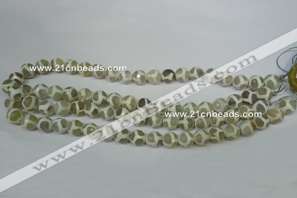 CAG4816 15 inches 10mm faceted round tibetan agate beads wholesale