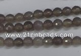 CAG4825 15 inches 6mm faceted round grey agate beads wholesale