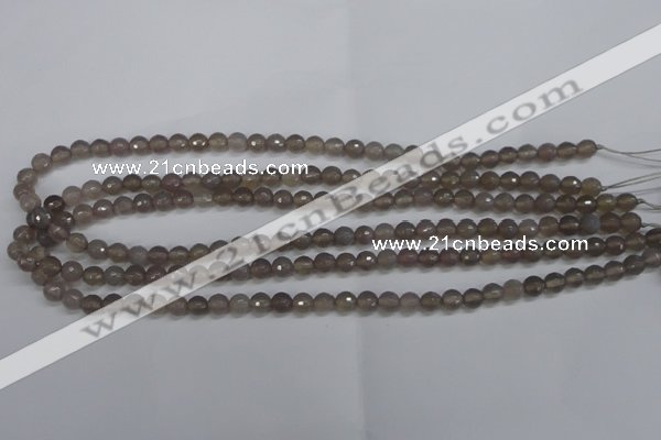 CAG4825 15 inches 6mm faceted round grey agate beads wholesale