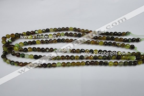 CAG4841 15 inches 6mm faceted round dragon veins agate beads