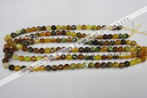 CAG4842 15 inches 8mm faceted round dragon veins agate beads