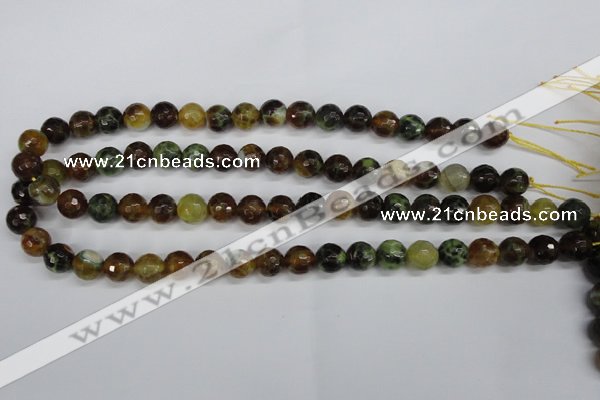 CAG4843 15 inches 10mm faceted round dragon veins agate beads