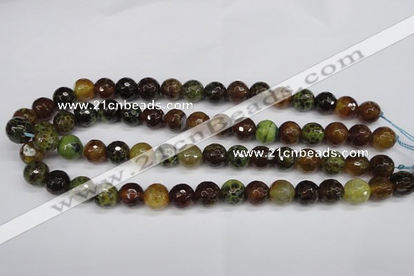 CAG4844 15 inches 12mm faceted round dragon veins agate beads