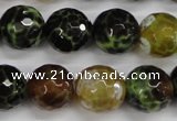 CAG4845 15 inches 14mm faceted round dragon veins agate beads