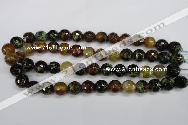 CAG4845 15 inches 14mm faceted round dragon veins agate beads