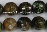 CAG4846 15 inches 16mm faceted round dragon veins agate beads