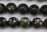 CAG4855 15 inches 14mm faceted round dragon veins agate beads