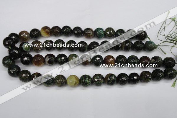 CAG4855 15 inches 14mm faceted round dragon veins agate beads