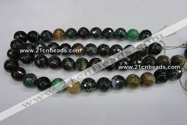 CAG4856 15 inches 16mm faceted round dragon veins agate beads