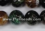 CAG4857 15 inches 18mm faceted round dragon veins agate beads