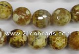 CAG4865 15 inches 14mm faceted round dragon veins agate beads