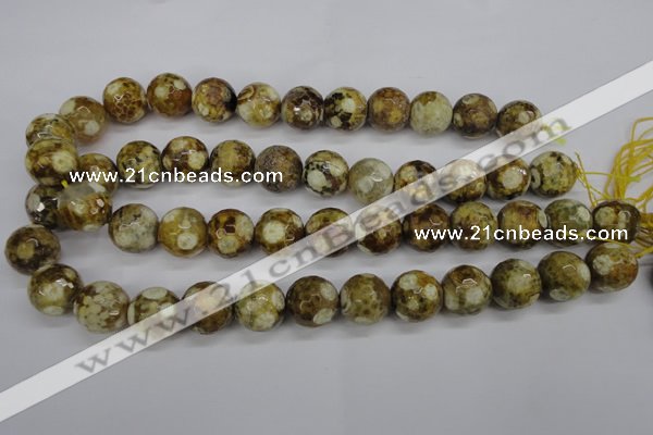 CAG4866 15 inches 16mm faceted round dragon veins agate beads