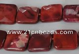 CAG4872 15 inches 14*14mm faceted square fire crackle agate beads