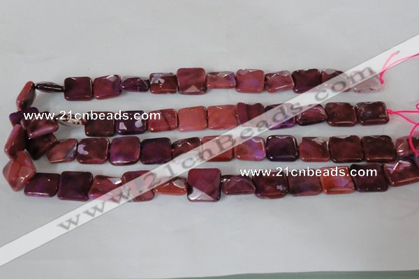 CAG4874 15 inches 14*14mm faceted square fire crackle agate beads