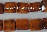 CAG4877 15 inches 14*14mm faceted square fire crackle agate beads