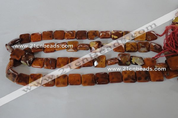 CAG4877 15 inches 14*14mm faceted square fire crackle agate beads