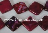 CAG4883 15 inches 14*14mm faceted diamond fire crackle agate beads