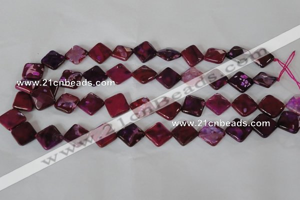 CAG4883 15 inches 14*14mm faceted diamond fire crackle agate beads