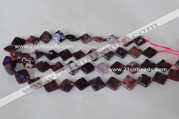 CAG4885 15 inches 14*14mm faceted diamond fire crackle agate beads