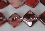 CAG4886 15 inches 14*14mm faceted diamond fire crackle agate beads