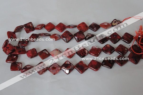 CAG4886 15 inches 14*14mm faceted diamond fire crackle agate beads