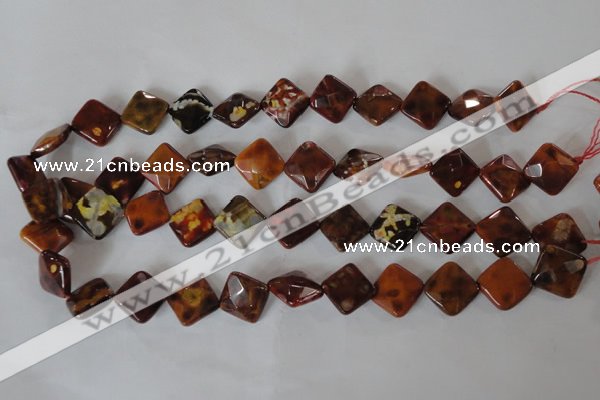 CAG4887 15 inches 14*14mm faceted diamond fire crackle agate beads