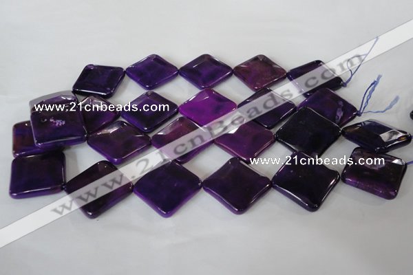 CAG4888 15 inches 25*25mm faceted diamond fire crackle agate beads