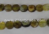 CAG4890 15 inches 8mm faceted coin fire crackle agate beads