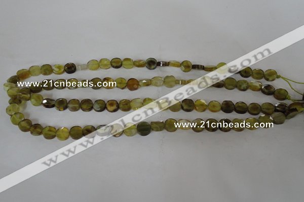 CAG4890 15 inches 8mm faceted coin fire crackle agate beads