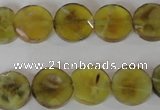 CAG4891 15 inches 12mm faceted coin fire crackle agate beads