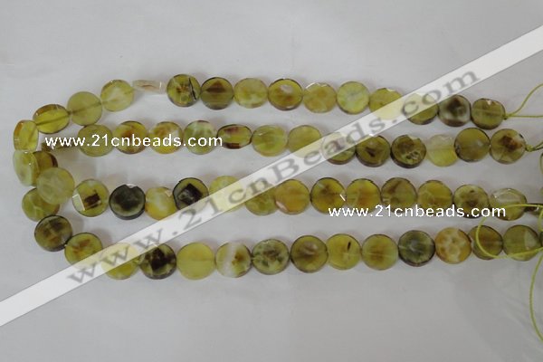 CAG4891 15 inches 12mm faceted coin fire crackle agate beads