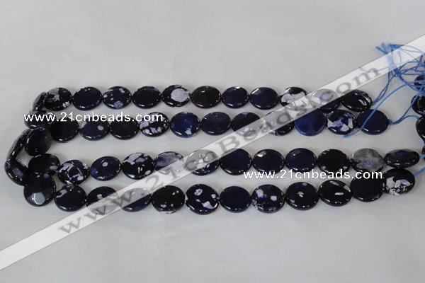 CAG4892 15 inches 15mm faceted coin fire crackle agate beads