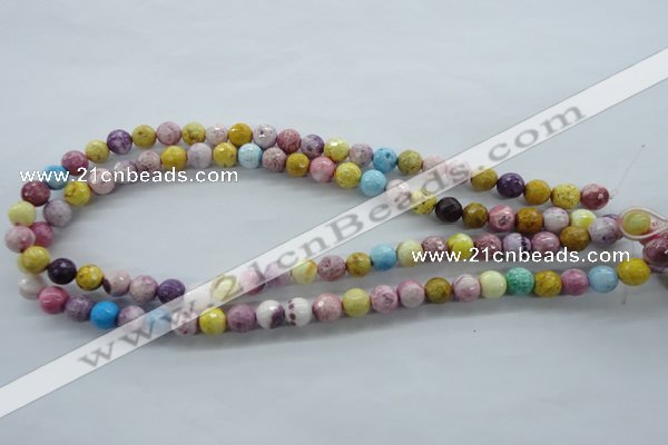 CAG4901 15.5 inches 8mm faceted round dyed white agate beads