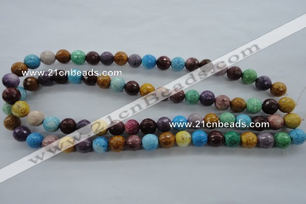 CAG4902 15.5 inches 10mm faceted round dyed white agate beads