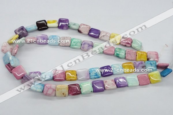 CAG4910 15.5 inches 12*12mm square dyed white agate beads