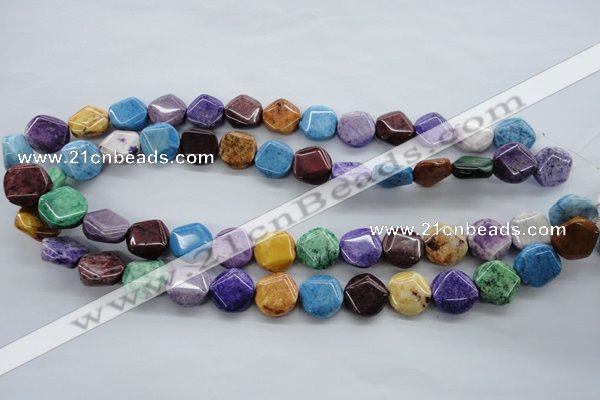 CAG4918 15.5 inches 14mm faceted coin dyed white agate beads