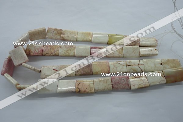 CAG4928 15.5 inches 16*20mm rectangle dyed white agate beads