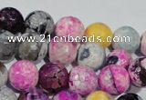 CAG5060 15.5 inches 10mm faceted round fire crackle agate beads