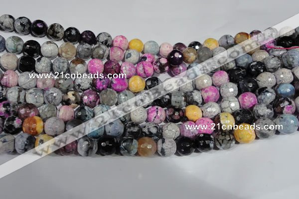 CAG5060 15.5 inches 10mm faceted round fire crackle agate beads