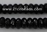 CAG5065 15.5 inches 6*12mm faceted rondelle black agate beads