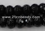 CAG5066 15.5 inches 10*13mm faceted rondelle black agate beads