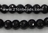 CAG5068 15.5 inches 8*10mm faceted rondelle black agate beads