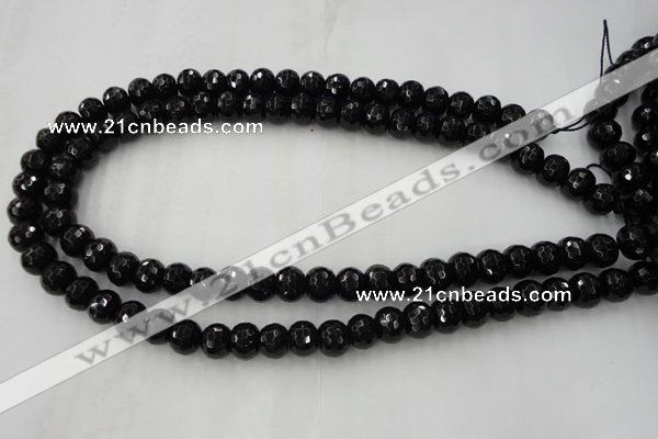 CAG5068 15.5 inches 8*10mm faceted rondelle black agate beads