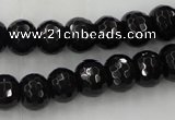 CAG5069 15.5 inches 7*11mm faceted rondelle black agate beads