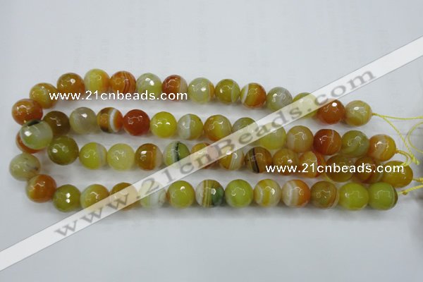 CAG5104 15.5 inches 12mm faceted round line agate beads wholesale