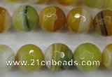 CAG5105 15.5 inches 14mm faceted round line agate beads wholesale