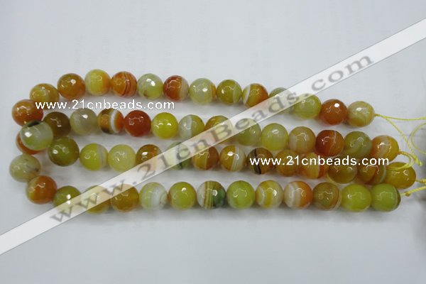 CAG5105 15.5 inches 14mm faceted round line agate beads wholesale